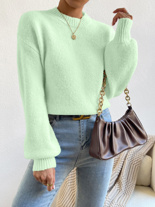 Mock Neck Drop Shoulder Sweater