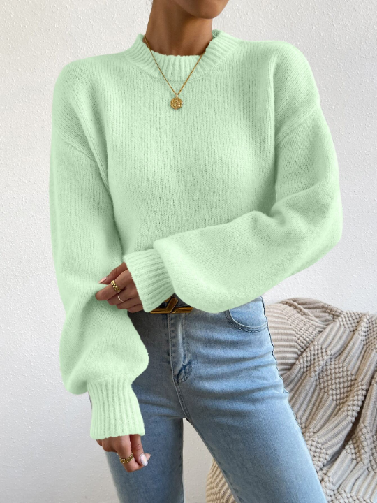 Mock Neck Drop Shoulder Sweater