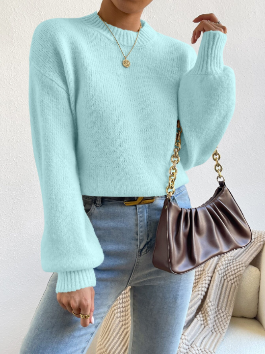 Mock Neck Drop Shoulder Sweater