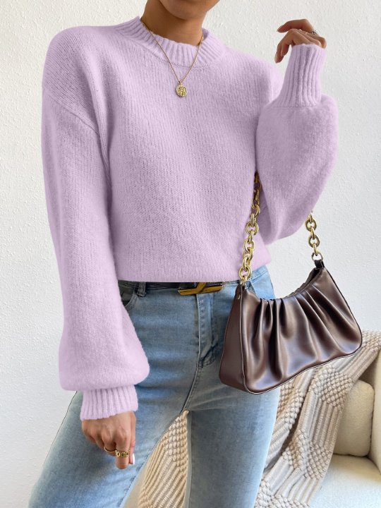 Mock Neck Drop Shoulder Sweater