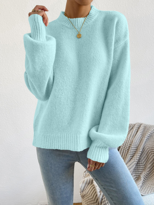 Mock Neck Drop Shoulder Sweater