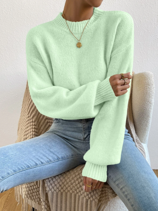 Mock Neck Drop Shoulder Sweater