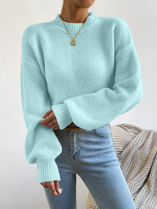 Mock Neck Drop Shoulder Sweater