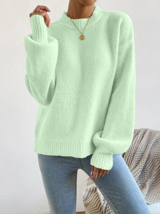 Mock Neck Drop Shoulder Sweater