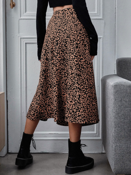 Frenchy Split Thigh Leopard Skirt