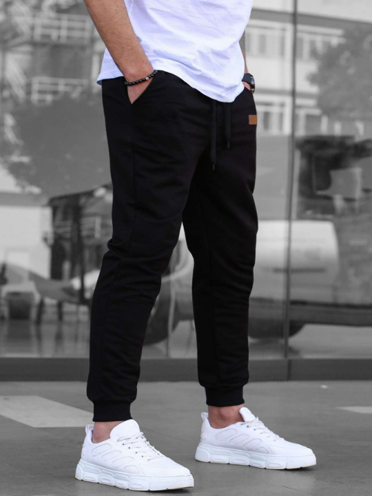 Manfinity Homme Men Patched Detail Drawstring Waist Sweatpants