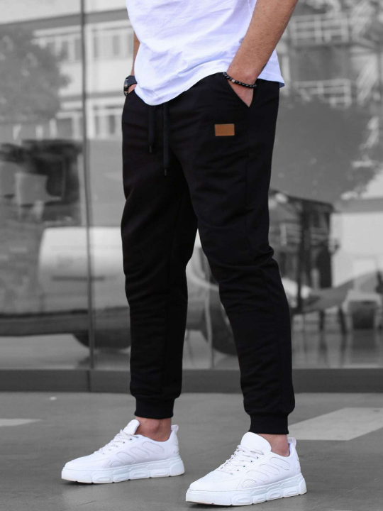 Manfinity Homme Men Patched Detail Drawstring Waist Sweatpants