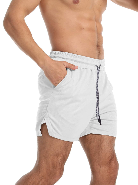 Sport Corelite Men Split Hem Drawstring Waist Sports Shorts With Phone Pocket