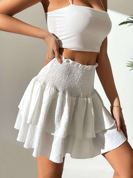 Qutie High Waist Ruffle Hem Skirt