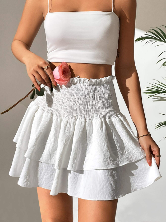 Qutie High Waist Ruffle Hem Skirt