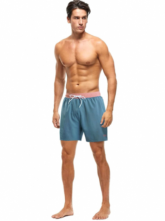 Manfinity Swimmode Men Letter Graphic Drawstring Waist Swim Trunks & Compression Liner