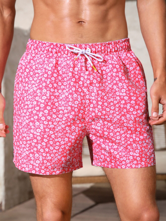 Manfinity Swimmode Men Ditsy Floral Drawstring Waist Shorts