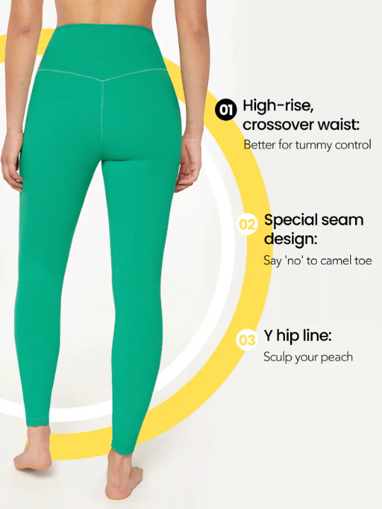 GLOWMODE 24" FeatherFit Crossover Yoga Leggings Buttery Soft High Stretch Crossover Waist Sports Tights