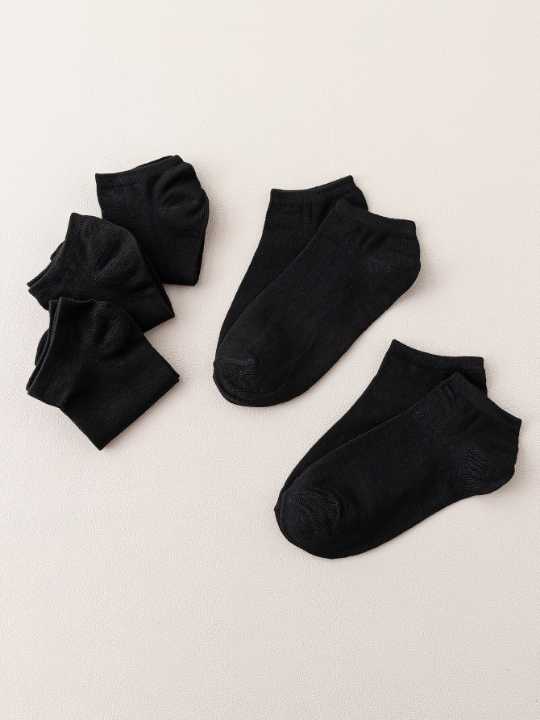 10 Pairs/Pack Women's Basic Black Boat Socks For Business & Leisure Daily Wear