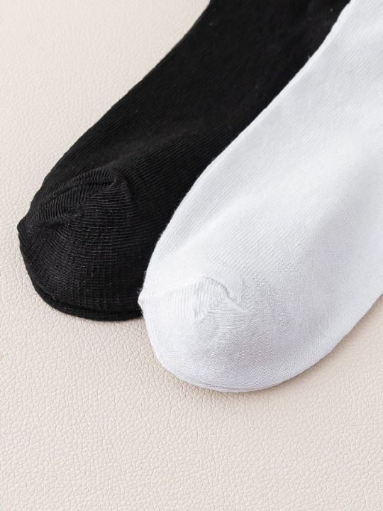 10 Pairs/Set Women's Basic Black & White Boat Socks, Suitable For Business & Casual Occasions, Daily Use