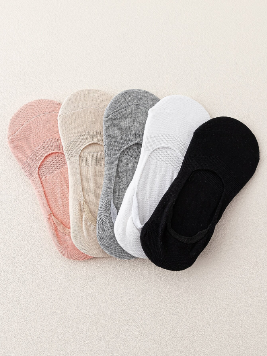 5pairs Solid Invisible Socks