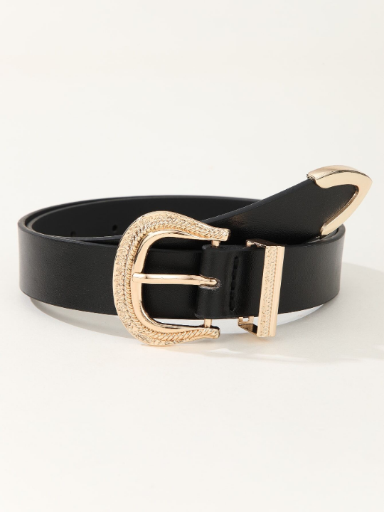 Textured Buckle Belt Western PU Belt for Dress