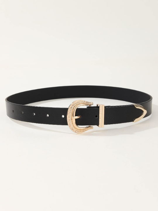 Textured Buckle Belt Western PU Belt for Dress