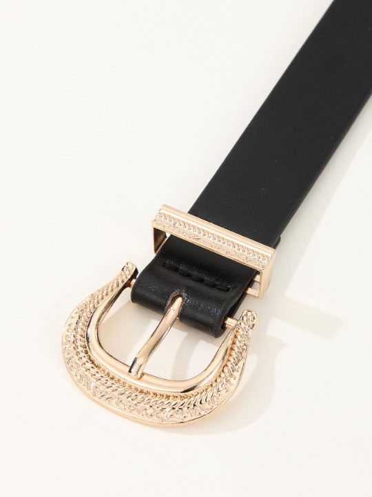 Textured Buckle Belt Western PU Belt for Dress