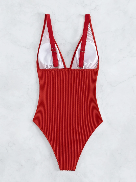 Plain Ruched One Piece Swimsuit