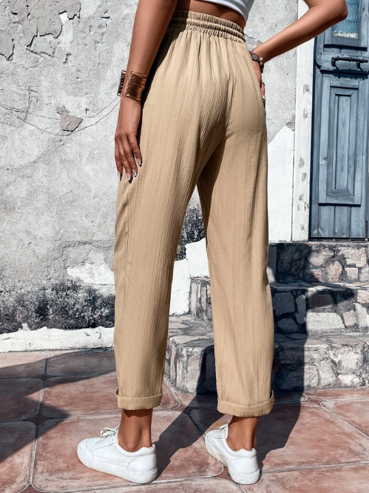 LUNE Drawstring Waist Straight Leg Pants