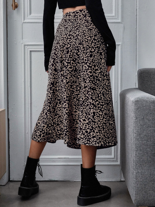 Frenchy Split Thigh Leopard Skirt