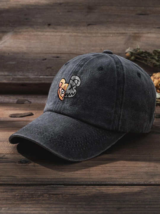 1pc Men Cartoon Bear Pattern Baseball Cap For Daily Life Casual