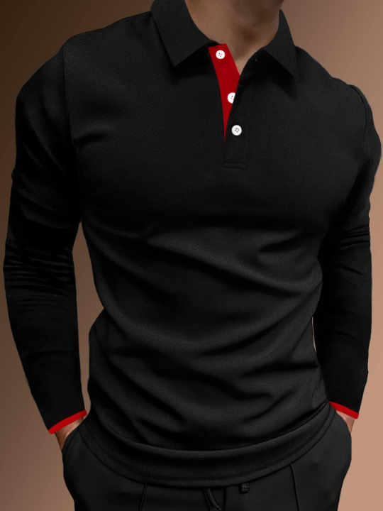 Manfinity Homme Men Contrast Trim Polo Shirt