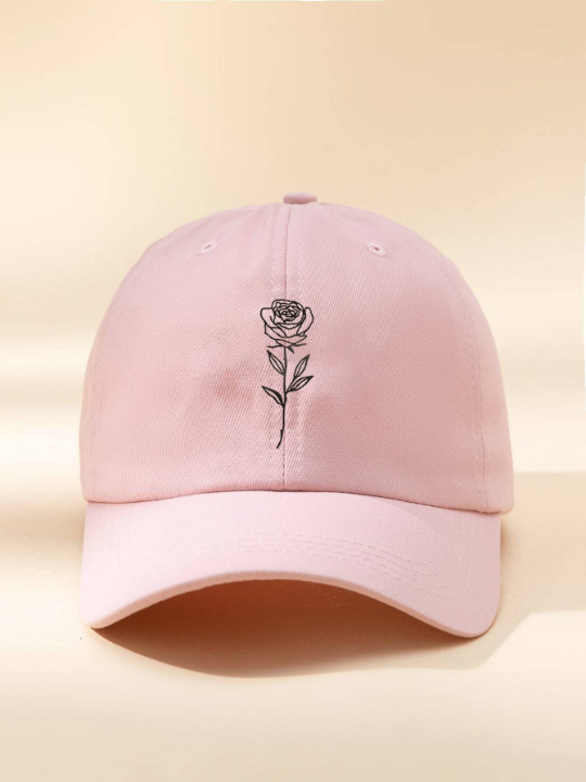 1pc Y2k Style Unisex Rose Print Sun Hat, Suitable For Daily Sun Protection In Spring And Autumn