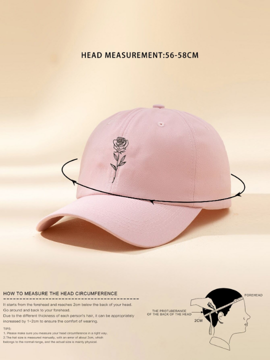 1pc Y2k Style Unisex Rose Print Sun Hat, Suitable For Daily Sun Protection In Spring And Autumn