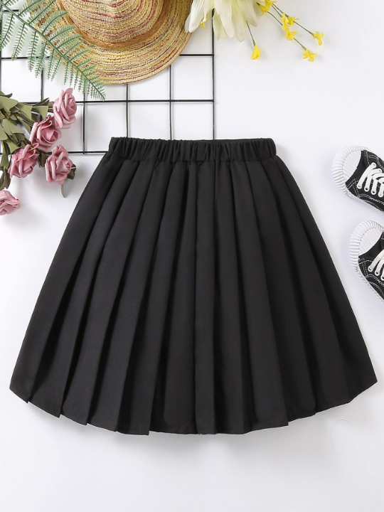 Tween Girl Letter Graphic Pleated Skirt