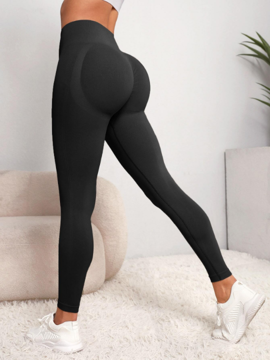 Yoga Basic Training Tights Seamless High Stretch Scrunch Butt Tummy Control Sports Tights