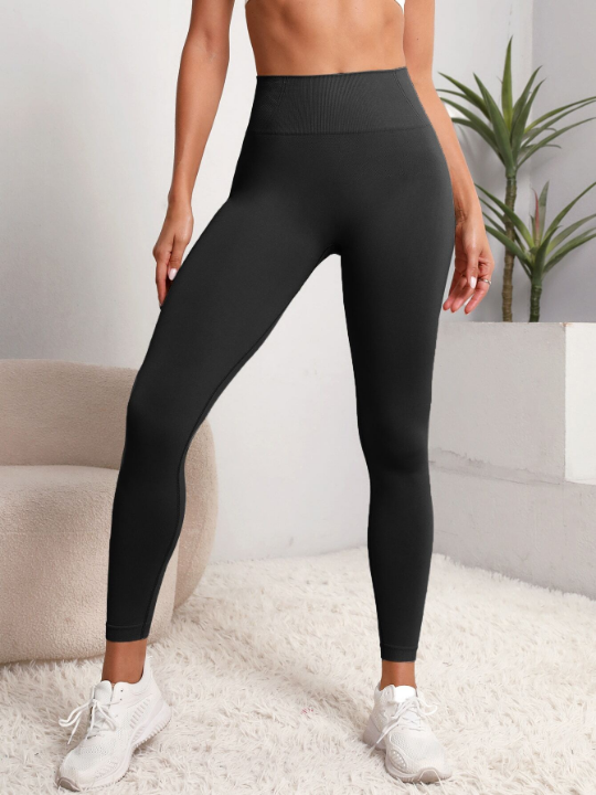 Yoga Basic Training Tights Seamless High Stretch Scrunch Butt Tummy Control Sports Tights