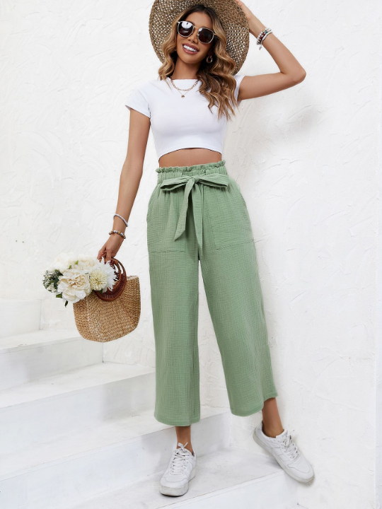 Frenchy Paperbag Waist Wide Leg Pants