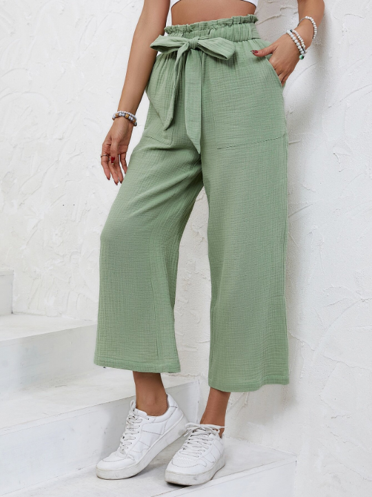 Frenchy Paperbag Waist Wide Leg Pants