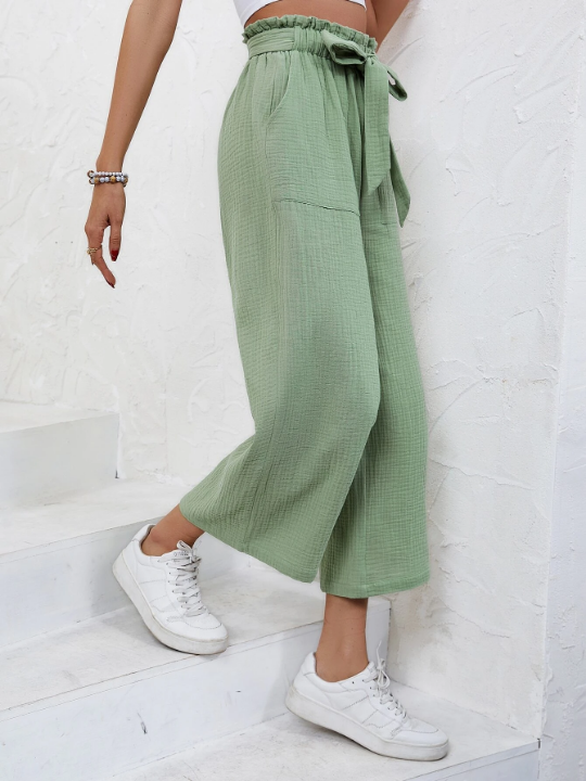 Frenchy Paperbag Waist Wide Leg Pants