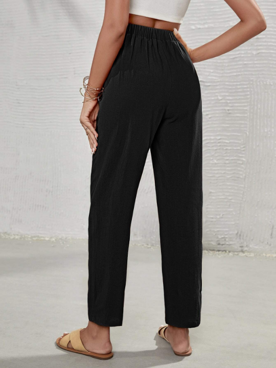 Frenchy High Waist Tie Front Tapered Pants