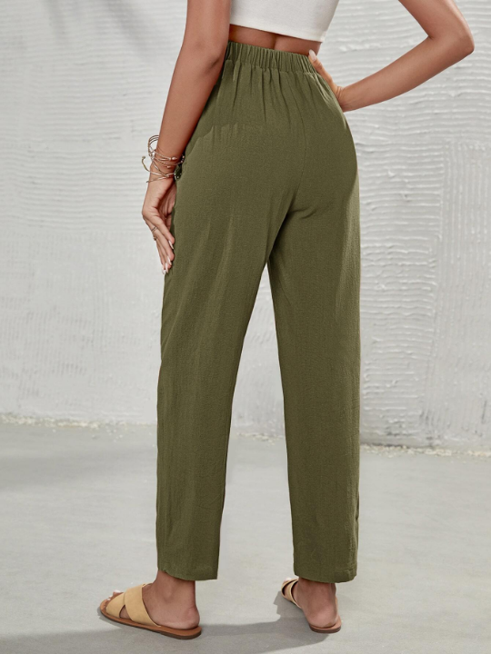 Frenchy High Waist Tie Front Tapered Pants