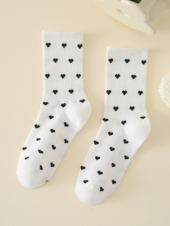 Heart Pattern Crew Socks