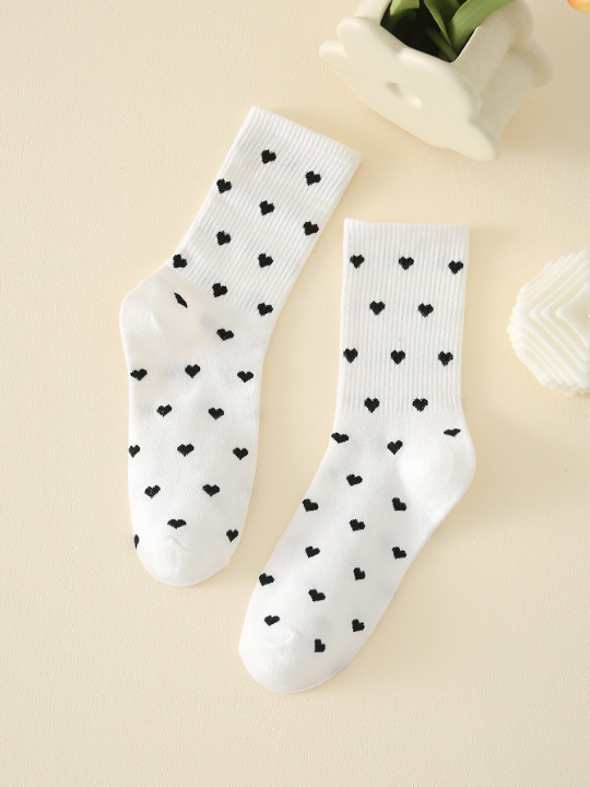 Heart Pattern Crew Socks