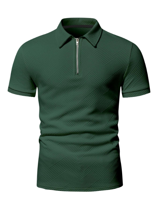 Manfinity Homme Men Quarter Zipper Polo Shirt