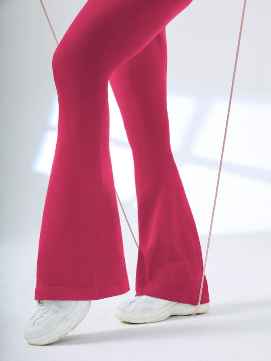 Yoga Basic Seamless Wide Waistband Flare Leg Sports Pants