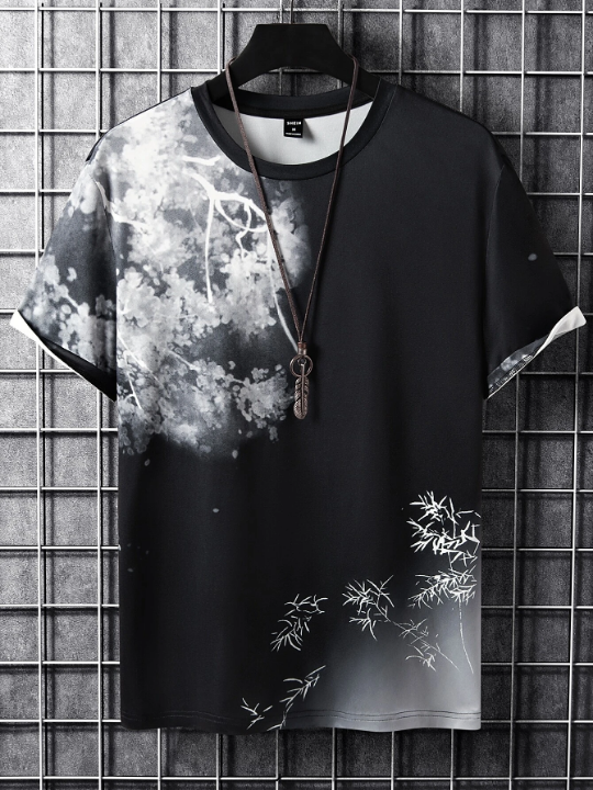 Manfinity Homme Men Tree Print Tee Without Necklace