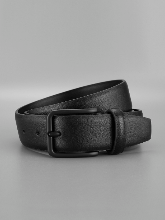 Men Square Black Buckle Belt For Daily Life