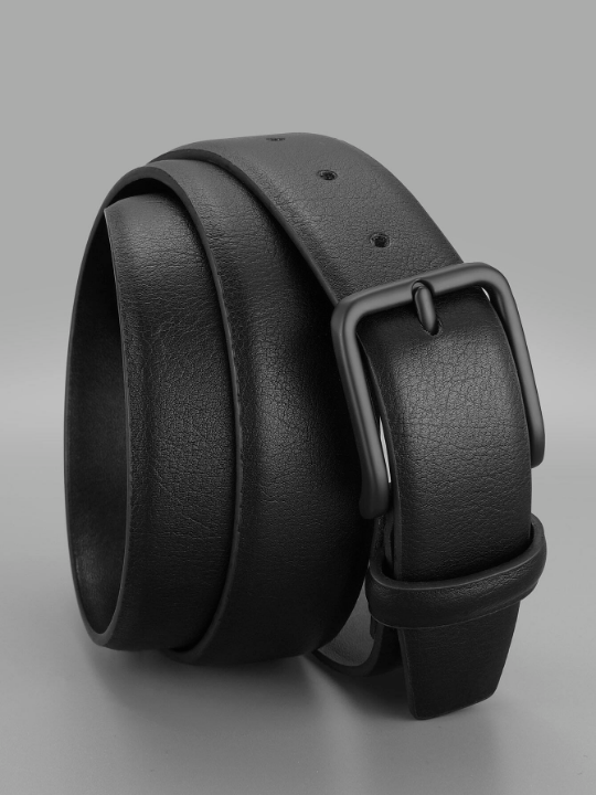 Men Square Black Buckle Belt For Daily Life