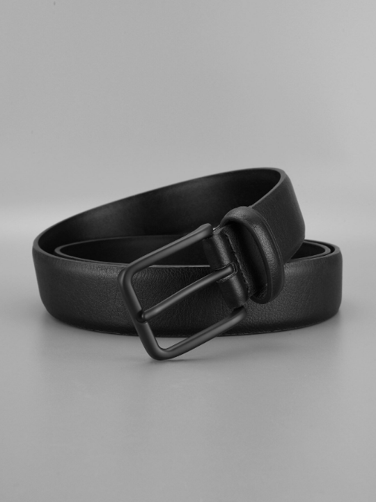 Men Square Black Buckle Belt For Daily Life