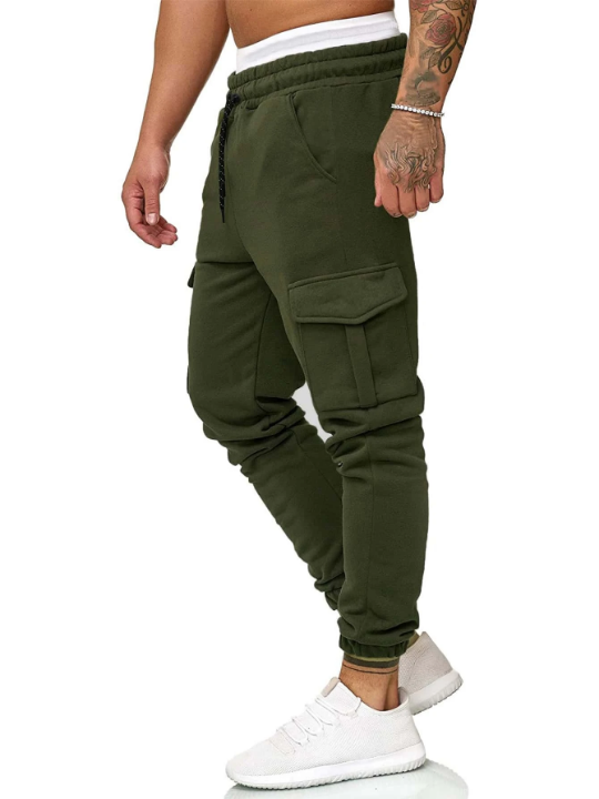 Manfinity Homme Men Flap Pocket Side Drawstring Waist Sweatpants