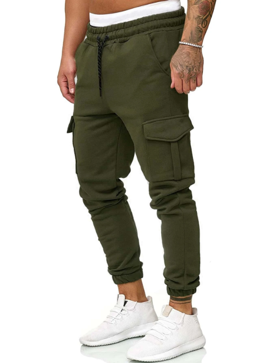 Manfinity Homme Men Flap Pocket Side Drawstring Waist Sweatpants