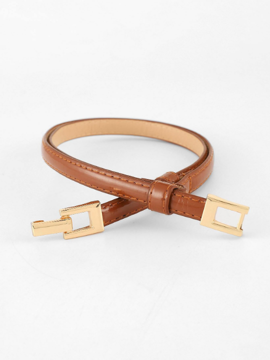 1pc Stitch Detail Symmetrical Buckle Belt