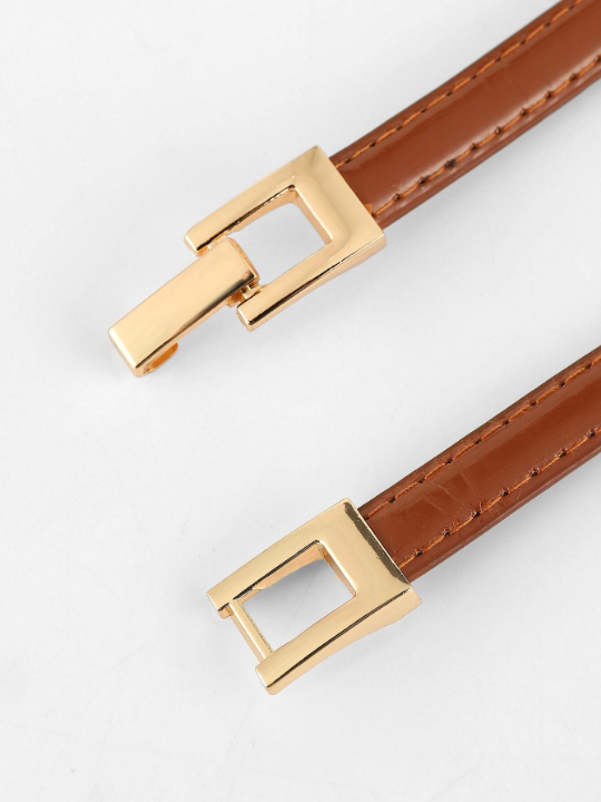 1pc Stitch Detail Symmetrical Buckle Belt